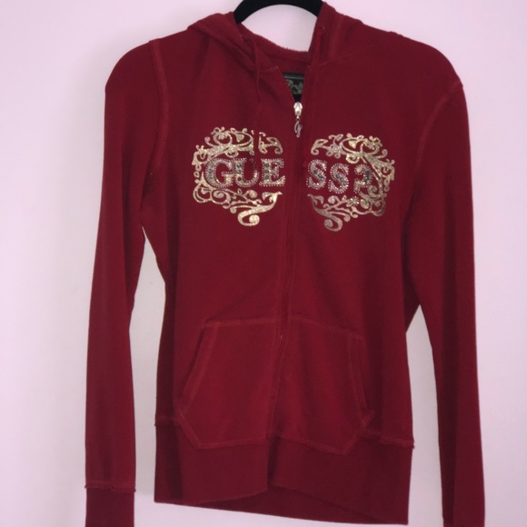 Guess Red Zip up hoodie. - Picture 1 of 1